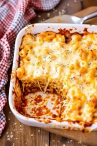 cheesy pasta layered dish